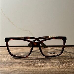 Authentic CHANEL Tortoiseshell Brown Women's Optical Glasses 3356 c.1560
